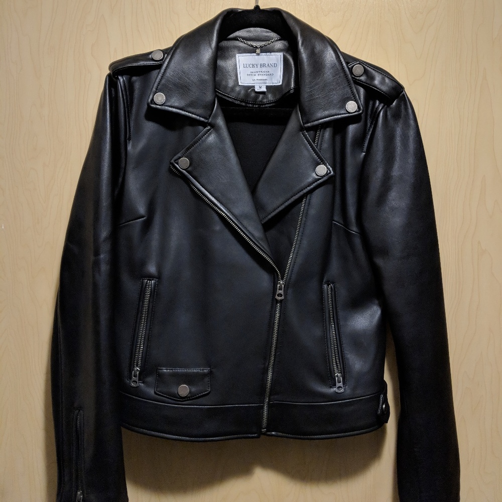 Lucky Brand M Women's Black Vegan Leather Jacket
